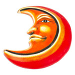 Ceramic wall art, 'Moon for Passion' - Hand-Painted Red, Orange and Yellow Moon Ceramic Wall Art