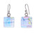 Dichroic art glass dangle earrings, 'Dreamy Cube' - colourful Square Dichroic Art Glass Dangle Earrings