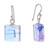 Dichroic art glass dangle earrings, 'Dreamy Cube' - colourful Square Dichroic Art Glass Dangle Earrings
