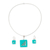 Dichroic art glass jewelry set, 'Square Serenity' - Square Aqua Dichroic Art Glass Jewelry Set