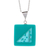 Dichroic art glass jewelry set, 'Square Serenity' - Square Aqua Dichroic Art Glass Jewelry Set