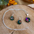 Dichroic art glass jewelry set, 'Viridian World' - Round Viridian Dichroic Art Glass Jewelry Set from Mexico