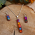 Dichroic art glass jewelry set, 'Sweet Pillars' - Orange and Purple Dichroic Art Glass Jewelry Set