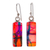 Dichroic art glass jewelry set, 'Sweet Pillars' - Orange and Purple Dichroic Art Glass Jewelry Set