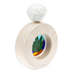 Ceramic tequila decanter, 'Promise of Grace' - Painted Ring-Shaped Ivory and White Ceramic Tequila Decanter