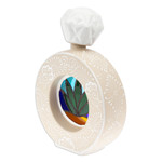 Ceramic tequila decanter, 'Promise of Grace' - Painted Ring-Shaped Ivory and White Ceramic Tequila Decanter