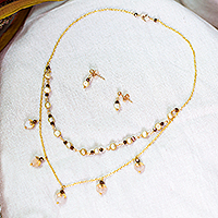 Conjunto de joyas con múltiples piedras preciosas bañadas en oro - Juego de joyas con múltiples piedras preciosas chapadas en oro de 14 k de México