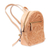 Leather backpack, 'Floral Artisan in Beige' - Leafy-Patterned Leather Backpack in Beige from Mexico