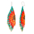 Glass beaded waterfall earrings, 'Summer Spirit' - Sun-Themed Red and Turquoise Glass Beaded Waterfall Earrings (image 2b) thumbail