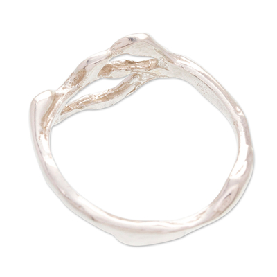 Sterling silver band ring, 'Aquatic Essence' - Semi-Abstract Water-Themed Sterling Silver Band Ring