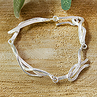 Sterling silver link bracelet, 'Windy Ribbons' - Semi-Abstract Windy Sterling Silver Link Bracelet