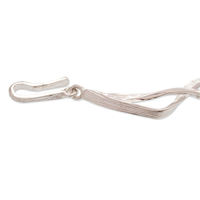 Sterling silver link bracelet, 'Windy Ribbons' - Semi-Abstract Windy Sterling Silver Link Bracelet
