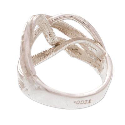 Sterling silver band ring, 'Windy Ribbons' - Semi-Abstract Windy Sterling Silver Band Ring
