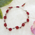 Crystal beaded bracelet, 'Spring Caprice' - Floral Adjustable Scarlet Red Crystal Beaded Bracelet