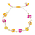 Crystal beaded bracelet, 'Summer Caprice' - Floral Adjustable Yellow and Fuchsia Crystal Beaded Bracelet