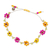 Crystal beaded bracelet, 'Summer Caprice' - Floral Adjustable Yellow and Fuchsia Crystal Beaded Bracelet