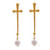 Gold-plated cultured pearl statement dangle earrings, 'Sacred Pearl' - 24k Gold-Plated Cultured Pearl Cross Statement Earrings