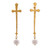 Gold-plated cultured pearl statement dangle earrings, 'Sacred Pearl' - 24k Gold-Plated Cultured Pearl Cross Statement Earrings