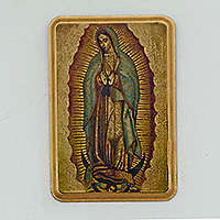Decoupage wood plaque, 'Our Lady of Tepeyac' - Decoupage on Pinewood Wall Plaque of Our Lady of Guadalupe