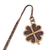 Zamac metal bookmark, 'Lucky Royal Petals' - Zamac Metal Bookmark with Antique-Finished Golden Clover