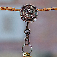 Zamac metal keychain, 'Guadalupe's Light' - High-Polished Our Lady of Guadalupe Zamac Metal Keychain