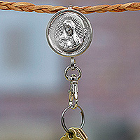 Zamac metal keychain, 'Guadalupe's Glory' - Antiqued Our Lady of Guadalupe Golden Zamac Metal Keychain