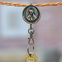Zamac metal keychain, 'Guadalupe's Loyalty' - Antique-Finished Our Lady of Guadalupe Zamac Metal Keychain