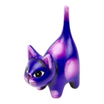 Ceramic sculpture, 'Feline Audacity in Violet' - Hand-Painted Whimsical Ceramic Cat Sculpture in Purple