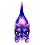 Ceramic sculpture, 'Feline Audacity in Violet' - Hand-Painted Whimsical Ceramic Cat Sculpture in Purple
