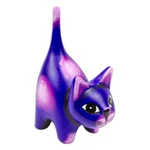 Ceramic sculpture, 'Feline Audacity in Violet' - Hand-Painted Whimsical Ceramic Cat Sculpture in Purple