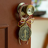 Braided metallic door knob hanger, Saint Benedict Gate