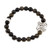Pulsera elástica con colgante de cuentas de ónix para hombre - Pulsera elástica de ónix para hombre con colgante de sol de plata de Taxco