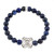 Pulsera elástica con colgante de cuentas de ojo de tigre para hombre - Pulsera elástica de ojo de tigre para hombre con colgante de sol plateado