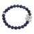 Pulsera elástica con colgante de cuentas de ojo de tigre para hombre - Pulsera elástica de ojo de tigre para hombre con colgante de sol plateado