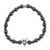 Hematite beaded stretch pendant bracelet, 'Cool Heart' - Hematite Stretch Bracelet with Taxco Silver Heart Pendant