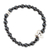 Hematite beaded stretch pendant bracelet, 'Cool Heart' - Hematite Stretch Bracelet with Taxco Silver Heart Pendant