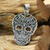 Men's sterling silver pendant, 'Tlaltecuhtli Skull' - Men's Taxco Silver Aztec Goddess Tlaltecuhtli Skull Pendant