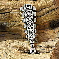 Mens sterling silver pendant, Aztec Macuahuitl