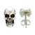 Sterling silver button earrings, 'Underworld Facet' - High-Polished Sterling Silver Skull Button Earrings