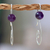 Amethyst drop earrings, 'Fairy of Wisdom' - Fantasy-Inspired High-Polished Amethyst Drop Earrings