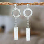 Sterling silver dangle earrings, 'Bold Future' - Geometric Sterling Silver Statement Dangle Earrings