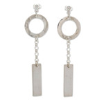 Sterling silver dangle earrings, 'Bold Future' - Geometric Sterling Silver Statement Dangle Earrings