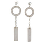 Sterling silver dangle earrings, 'Bold Future' - Geometric Sterling Silver Statement Dangle Earrings