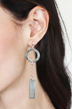 Sterling silver dangle earrings, 'Bold Future' - Geometric Sterling Silver Statement Dangle Earrings