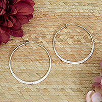 Sterling silver half-hoop earrings, 'Today Nimbus' - High-Polished Minimalist Sterling Silver Half-Hoop Earrings