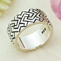 Sterling silver band ring, Stylish Shapes