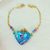 Gold-plated papier mache pendant bracelet, 'Little Miracle' - Gold-Plated Bracelet with Papier Mache Sacred Heart Pendant