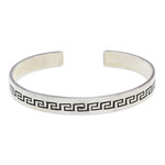 Sterling silver cuff bracelet, 'Aztec Charm' - Taxco Silver Cuff Bracelet with Aztec-Inspired Motifs