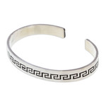 Sterling silver cuff bracelet, 'Aztec Charm' - Taxco Silver Cuff Bracelet with Aztec-Inspired Motifs
