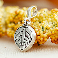 Sterling silver pendant, 'Luscious Leaf' - Leaf-Themed Taxco Sterling Silver Pendant from Mexico